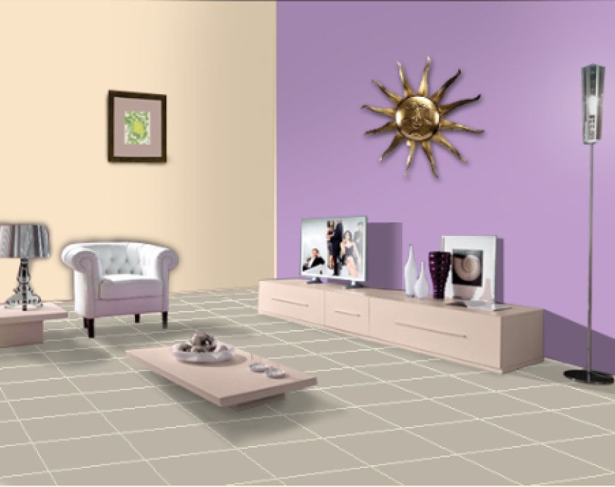 Beige and pale lavender- Wall Colour Combination for Living Room