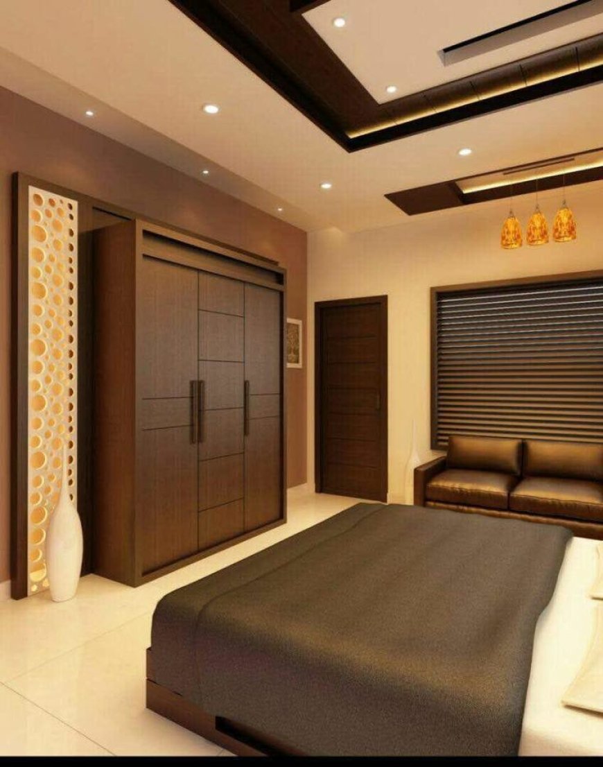 Best Wardrobe Design With Dark Brown Wooden Finish Laminate