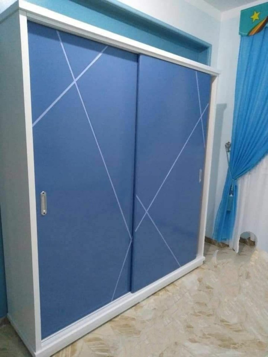 Best Wardrobe Design With Blue Laminate