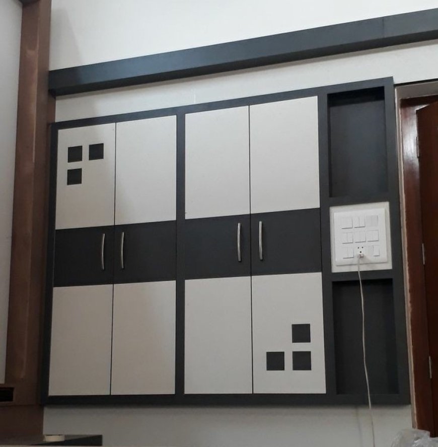 Best Wardrobe Design With White & Grey  Laminate