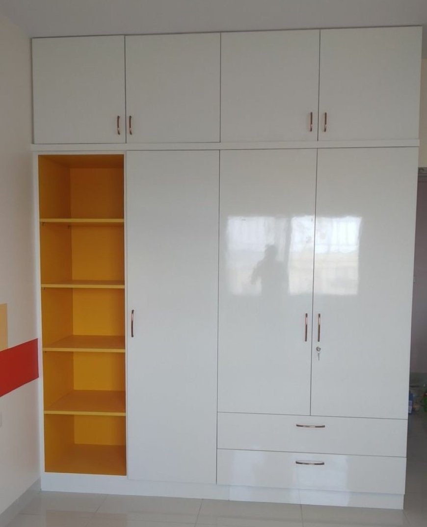 Best Wardrobe Design With Yellow & White Laminate