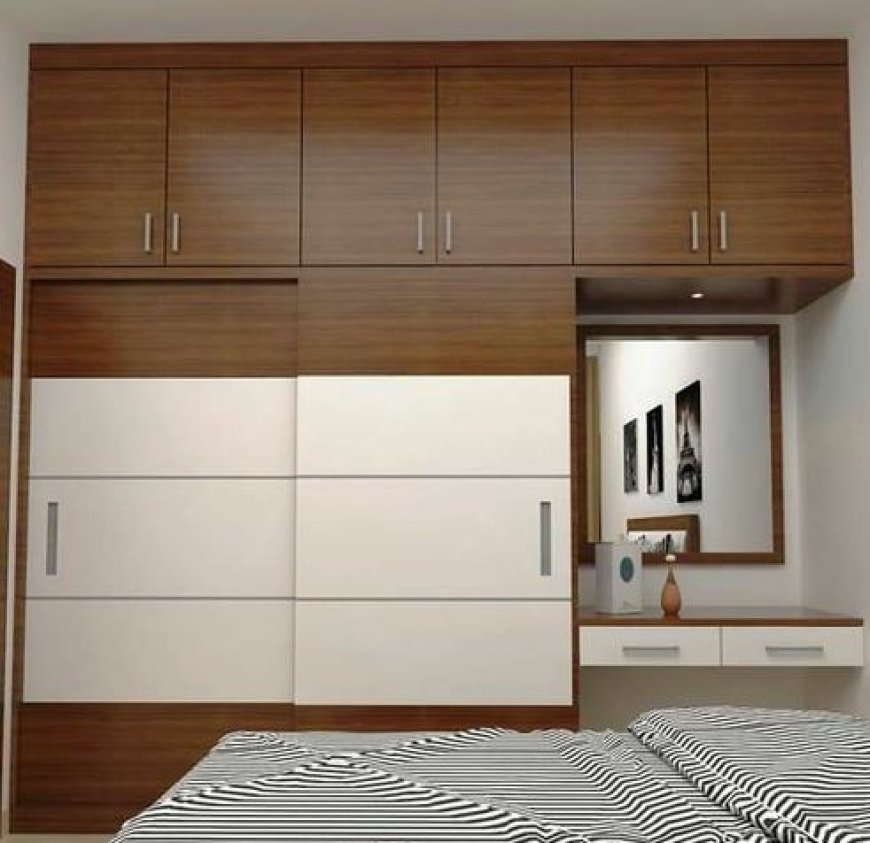 Best Wardrobe Design With Wooden & White Laminate