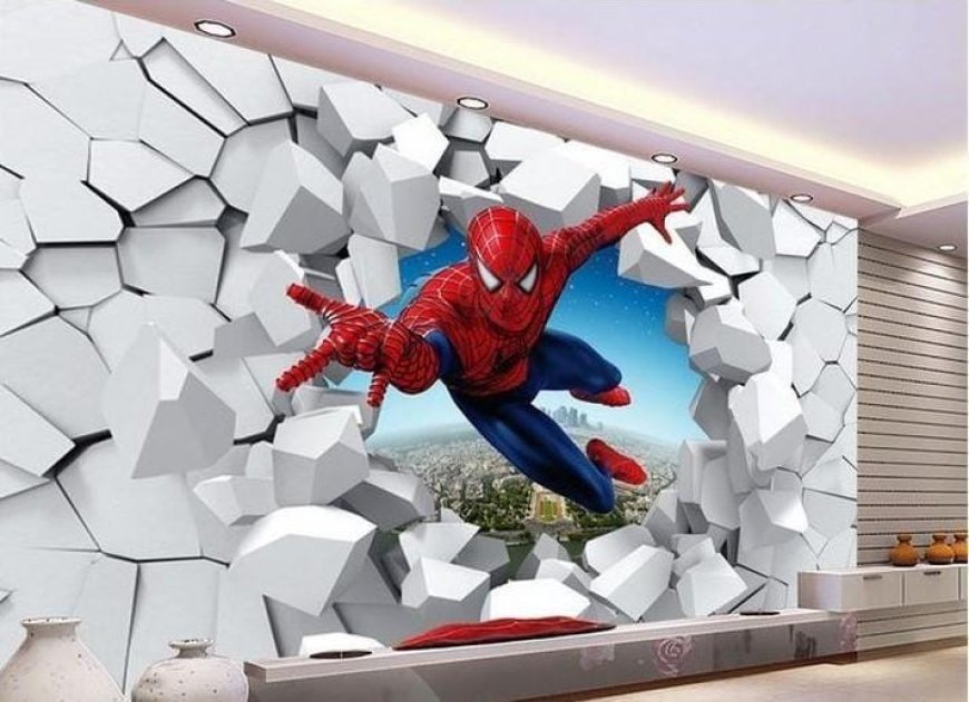 Wall Decoration Ideas-  Spider Man 3D Painting