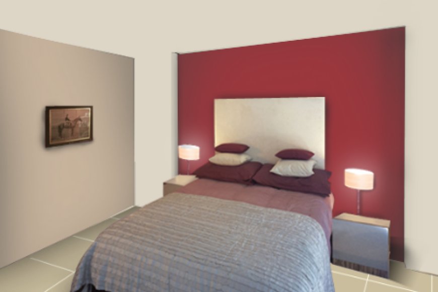 Maroon Two Wall Colour Combination For Bedroom - Sunshine Home Painting 