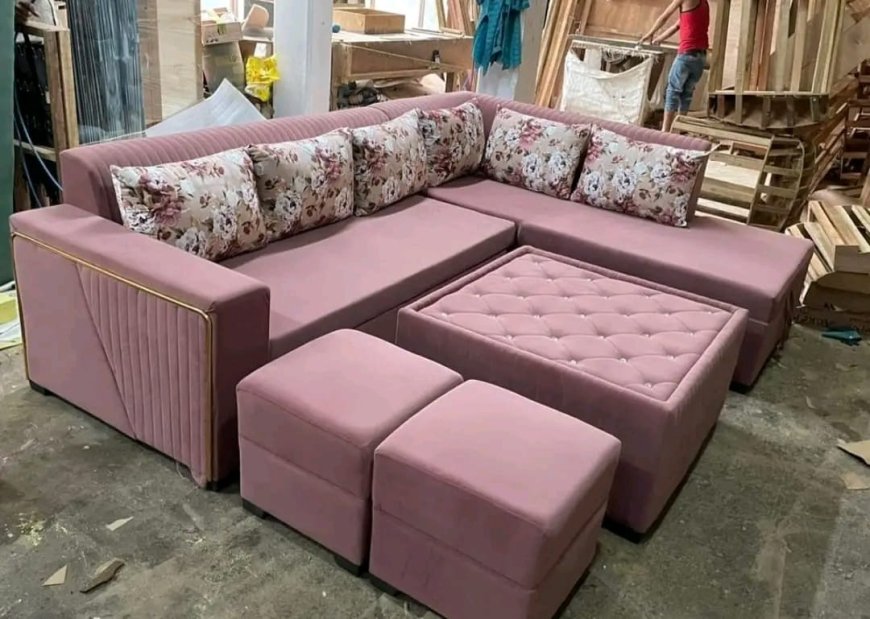 Pink Colour Leather Sofa
