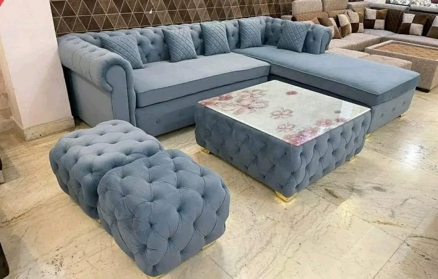 Blue Colour Leather Sofa