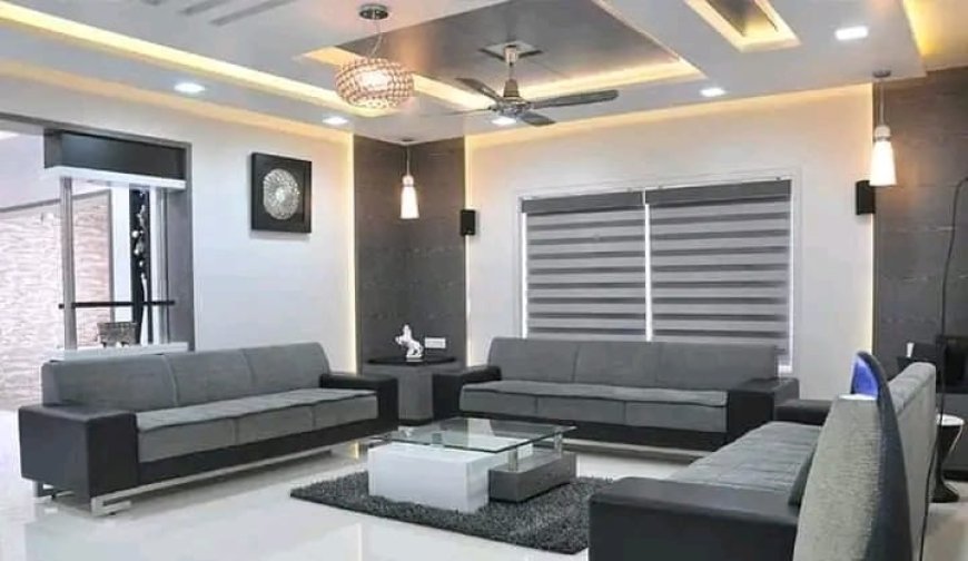 Grey and Black Colour Leather Sofa
