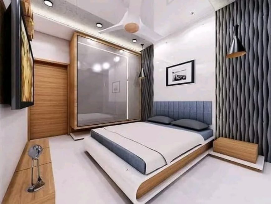 White and Blue Colour Bedroom Design