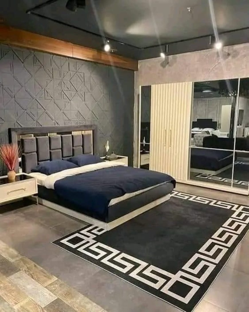 Black and Blue Colour Bedroom Design